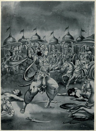 Abhimanyu che combatte da solo nel Chakravyuha da Ramanarayanadatta astri